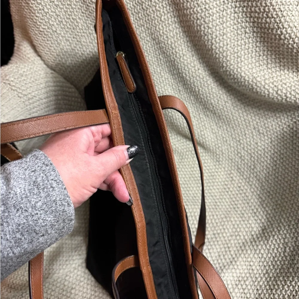 Michael Kors Large Black Nylon Leather 'Kempton' Tote Shoulder Bag Handbag Purse